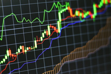 Candle stick graph chart of stock market investment trading.