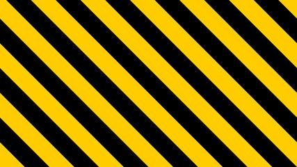 Black and Yellow Diagonal Security Stripes Pattern with an Aspect Ratio of 16:9. Vector Image.