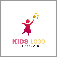 kid logo with star, hope, design template