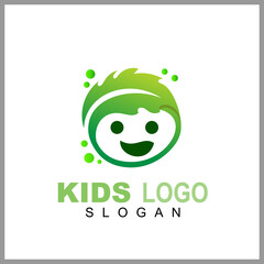 kid logo with leaf, medical, health design template