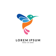 Fototapeta premium Bird logo vector, simple flat design style, modern flying bird icon/symbol
