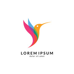 Bird logo vector, simple flat design style, modern flying bird icon/symbol
