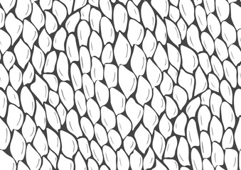 Abstract styled snake scales animal skin seamless pattern design. Black and white seamless camouflage background - 357522954