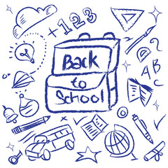doodle back to school icon set, hand drawn concept education. vector illustration