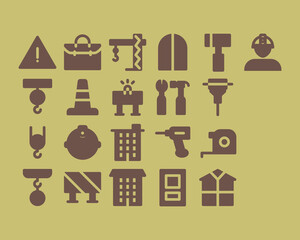 Icon building with brown background