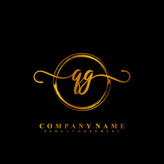 Initial Letter QG Signature Handwriting and Elegant Logo Design Vector