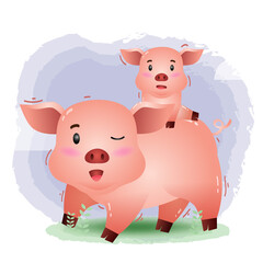 cute little pig in the children's style. cute cartoon little pig vector illustration