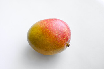 one ripe mango fruit on a white background