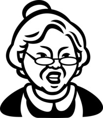 angry yelling grandma logo