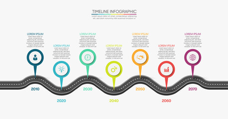 Business road map timeline infographic icons designed for abstract background template milestone element modern diagram process technology digital marketing data presentation chart Vector illustration