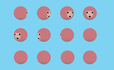 Animal Head Poodle Animate Spinning Vector Illustration