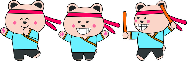 Happy cute festival bear  in blue suit