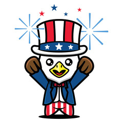 Simple Cute mascot of fourth of July design illustration vector template