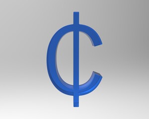 Cent symbol sign isolated centas sent   3d render