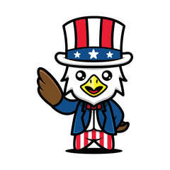 Simple Cute mascot of fourth of July design illustration vector template