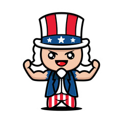 Simple Cute mascot of fourth of July design illustration vector template