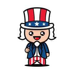 Simple Cute mascot of fourth of July design illustration vector template