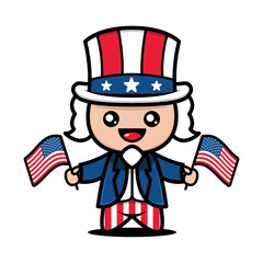 Simple Cute mascot of fourth of July design illustration vector template