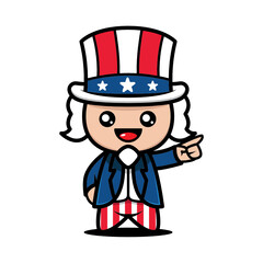 Simple Cute mascot of fourth of July design illustration vector template