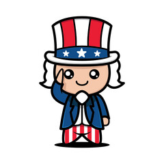 Simple Cute mascot of fourth of July design illustration vector template