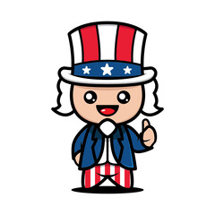 Simple Cute mascot of fourth of July design illustration vector template