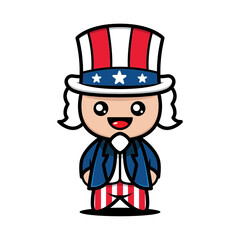 Simple Cute mascot of fourth of July design illustration vector template