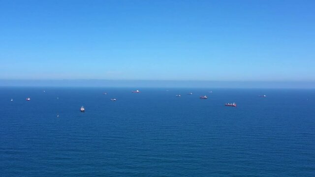 Cargo Container Ships waiting to Enter Harobor, Mediterranean Sea-Aerial
Ashdod Port, Drone view, Ashdod/Israel/june/14,2020
