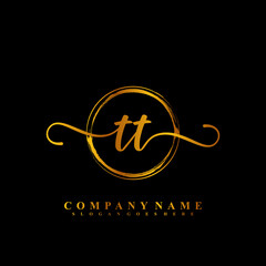 Initial Letter TT Signature Handwriting and Elegant Logo Design Vector