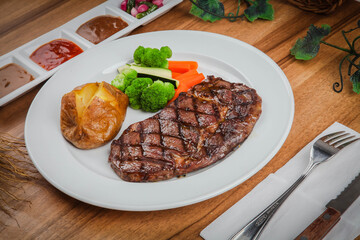 tinderloin steak beef with potatoes