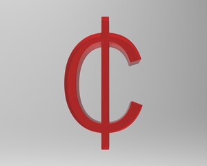 Cent symbol sign isolated centas sent   3d render