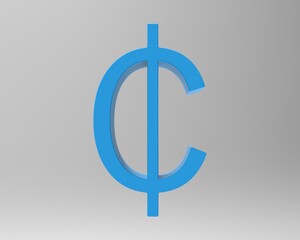Cent symbol sign isolated centas sent   3d render