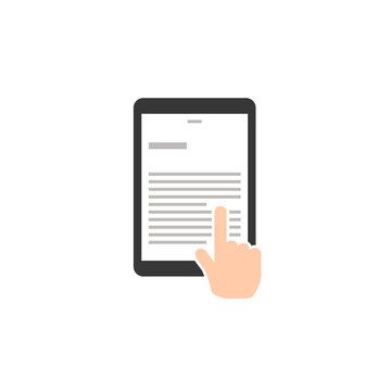 電子書籍。よこ組みのタイプ（洋書など）。指でスワイプするところ。