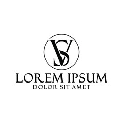 Initial letter VS or SV logo template with vintage font illustration in flat design monogram symbol