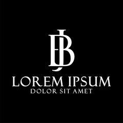 Initial letter BJ or JB logo template with vintage font illustration in flat design monogram symbol