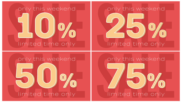Sale banner. Set of template with reduction of prices. Discount with limited time. Design of vector stickers.