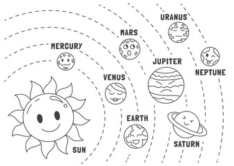 solar system kawaii doodle