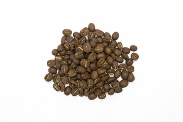 Coffee beans to​p​ view​ on a white background