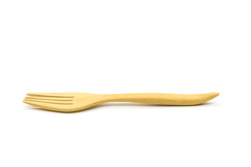 Wooden fork isolated on white background