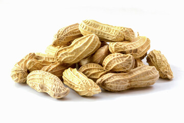 Close up boiled peanuts isolated on white background