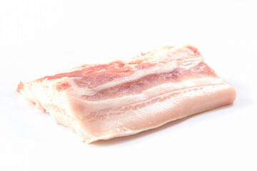 Close up raw food of fresh pork slices on on white background