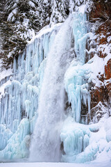 Epic Frozen Waterfall Icicle Cliffs at Franklin Falls