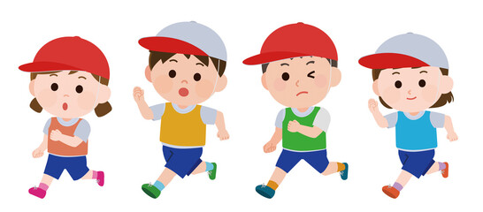 運動会　徒競走　男女　イラスト