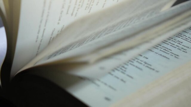 Slow motion of flipping through the pages of a book.