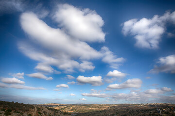 View from Israeli settlement Shaarei Tikvah of nearby Palestinian village Azzun Atma