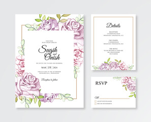 watercolor floral hand painting for a wedding card invitation template