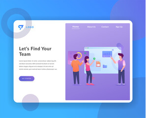 web landing page with illustration monitoring