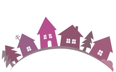 purple village, conceptual vector illustration