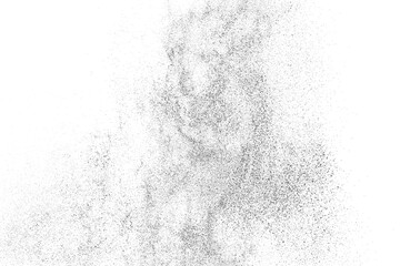 Distressed black texture. Dark grainy texture on white background. Dust overlay textured. Grain noise particles. Rusted white effect. Grunge design elements. Vector illustration, EPS 10.
