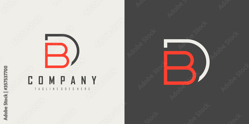 Poster initial letter d and b linked logo. geometric linear style isolated on double background. usable for