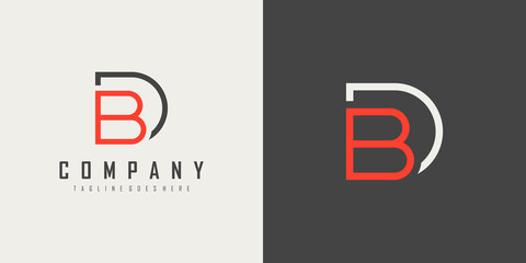 Initial Letter D and B Linked Logo. Geometric Linear Style isolated on Double Background. Usable for Business and Branding Logos. Flat Vector Logo Design Template Element. - obrazy, fototapety, plakaty